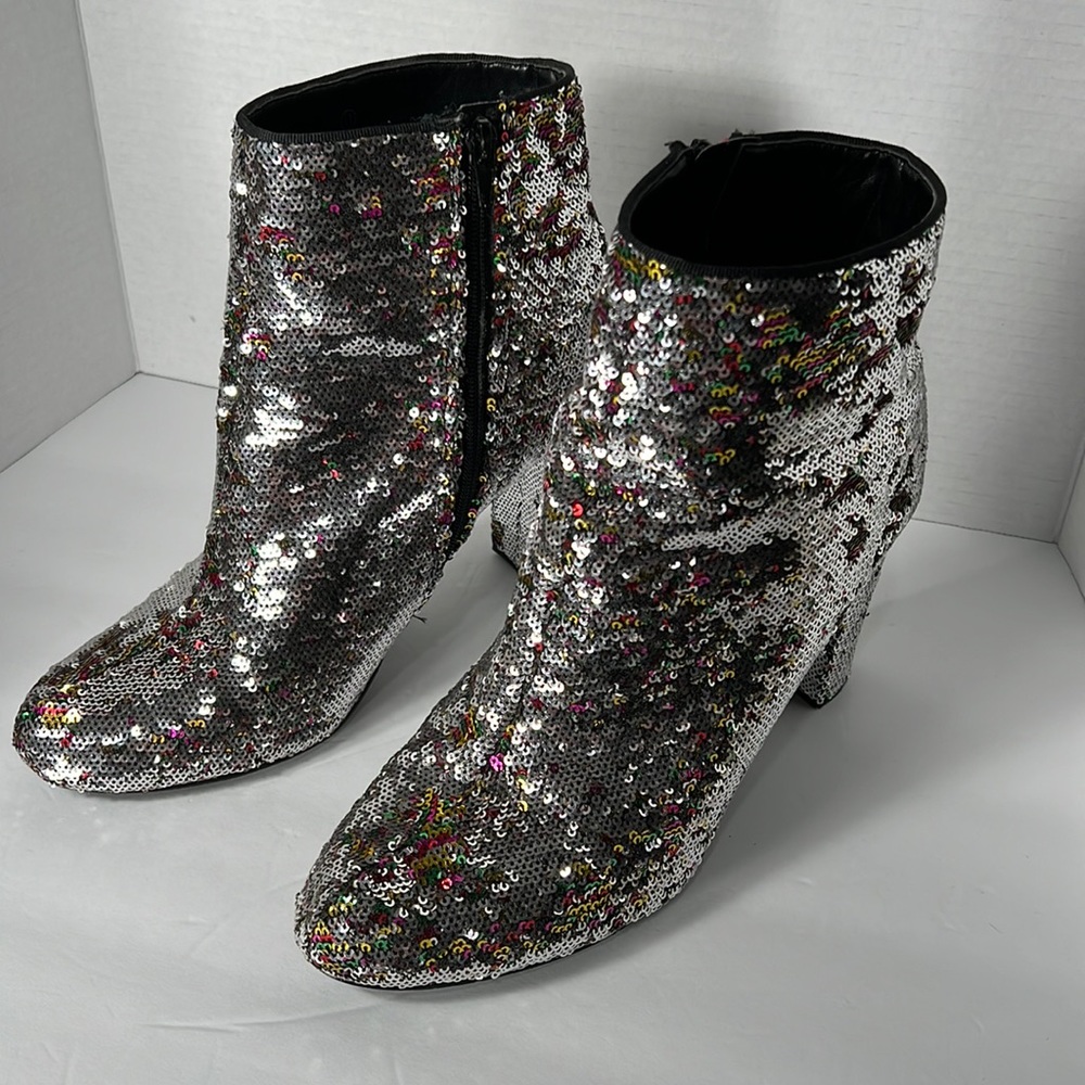SOLD. Liliana Silver Multicolored Sequined Holiday New Years Boots